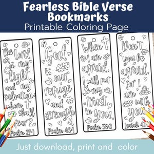 Segnalibri da colorare con versetti biblici senza paura: attività per la scuola domenicale (PDF)