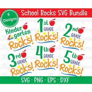 School Rocks SVG Bundle: Back to School Grades K-5 (Digital File)