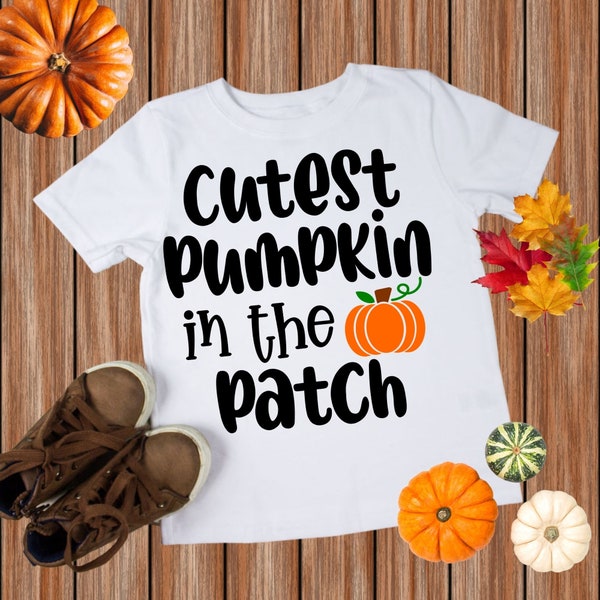Children's Fall SVG, Cutest Pumpkin in the Patch SVG, Kids Autumn SVG, Pumpkin Cut File, Baby Shower Gift, Gifts for Kids