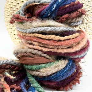 Yarn for weaving WHISKEY ROOM 19 yards total (1 yards of each)  Fiber Yarn Bundle Fiber Pack, Weaving, Journal , Embellishments