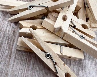 18 Plain Wood Clothespins - Natural Wood - Regular Size - Great for Scrapbooks, Junk Journals, Hanging Photos,