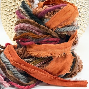 FIRESIDE Yarn Sample Bundle: 19 Unique Fiber Yarns,x 1 yard each Macrame Weaving Slow Stitch