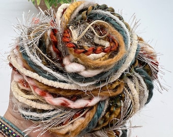 Pheasant Fiber Pack Yarn Sari Bundle 17 yards total (1 yards of each) includes Sari Silk Ribbon, Fiber, Weaving, Journal -