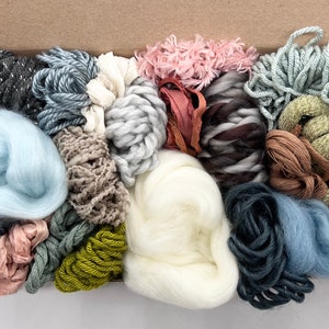 Fiber For Weaving - Curated fiber box- Macrame- Neutral Yarn- Texture - Crafting Over 55+  yards