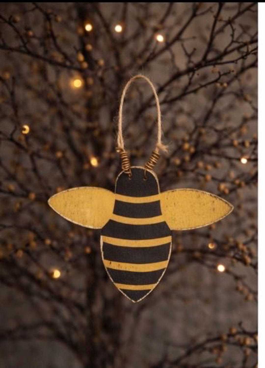 Rustic Bee Design Wood Bee Ornament โ Primitive Wooden Bee Decor โ Rustic Farmhouse Bee ...