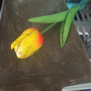 primitive faux tulips 11. Yellow w/ orange