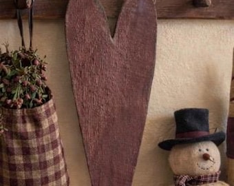 Corazón de madera de granero recuperada, decoración rústica de pared roja, 18 pulgadas