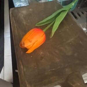 primitive faux tulips 14. 2 toned orange