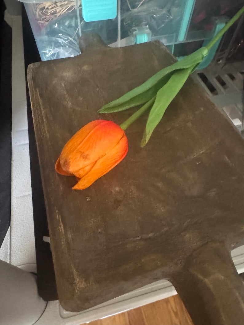 primitive faux tulips 14. 2 toned orange