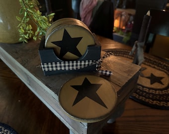 Primitive wood star coasters, primitive decor, coasters,
