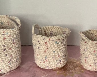 Nesting baskets set of 3   handmade from 100% cotton yarn.