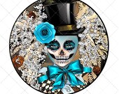 Sublimation design download, wreath center, door hanger, sign, day of the dead, Halloween, png file, jpeg file, printable