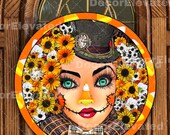 Halloween wreath center, door hanger, wall art, pillow design. Sublimation digital download printable png and jpeg files