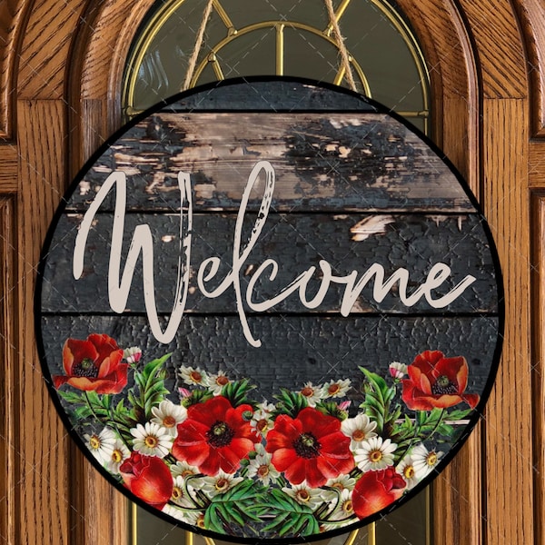 Welcome sublimation wreath, wreath center, door hanger, png file, printable