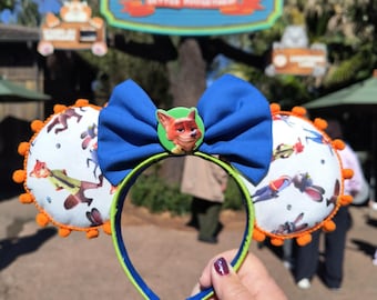 Orejas de Mickey hechas a mano de Zootopia, diadema de Nick Wilde con orejas de ratón