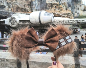 Chewbacca Mickey Ears, Star Wars Mouse Ears, Wookie Mickey Ears, Hollywood Studios Mouse Ears, Galaxy&#39;s Edge Mickey Ears, Headband Ears