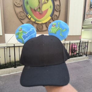 Kermit the Frog Baseball Hat Mickey Ears,The Muppets  Ears, Magic Kingdom Baseball Cap Ears, Disneyland Mouse Ears, Fantasyland Mickey Ears