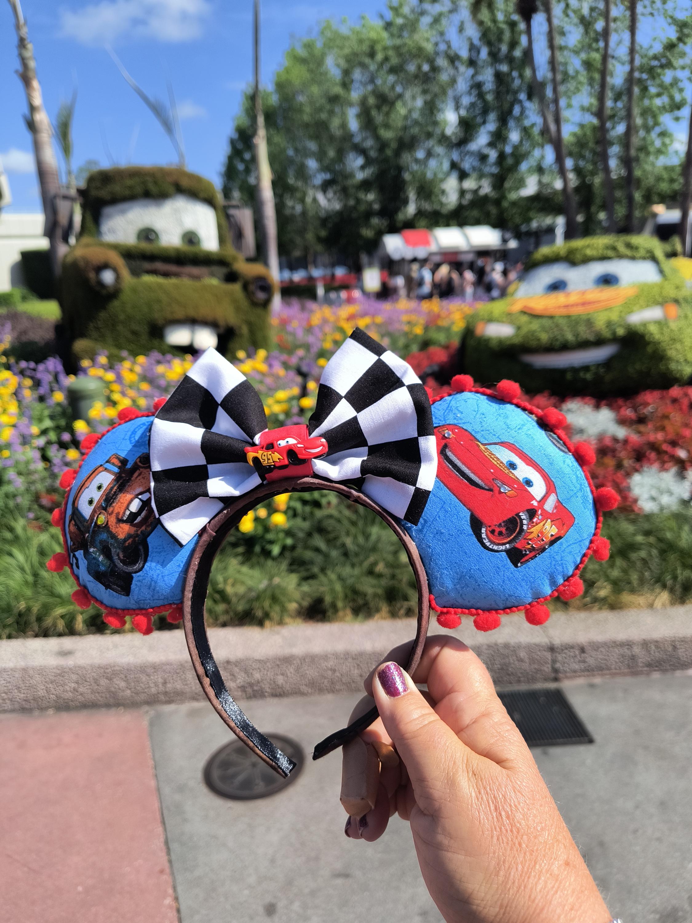 Disney HandMade Light Up Floral Cars McQueen Ears Lightning McQueen and Mater look amazing at Epcot main image 4