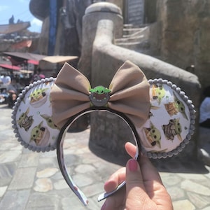 Orejas de Mickey de Grogu, Orejas de Mickey de El Niño, Orejas de Mickey de El Mandaloriano, Orejas de ratón de Galaxy's Edge, Orejas de ratón de Disneyland, Orejas de Mickey con diadema