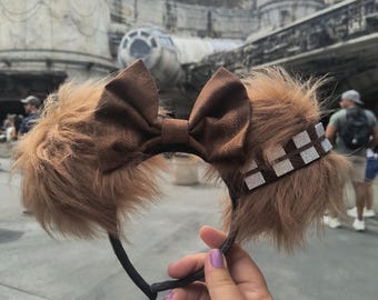 Chewbacca Mickey Ears, Star Wars Mouse Ears, Wookie Mickey Ears, Hollywood Studios Mouse Ears, Galaxy's Edge Mickey Ears, Headband Ears