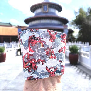 Mushu Coffee Cozy, Mulan Coffee Cozy, Epcot China Drink Cozy, Magic Kingdom Drink Cozy, Disneyland Drink Cozy, Princess Sidekick Cozy