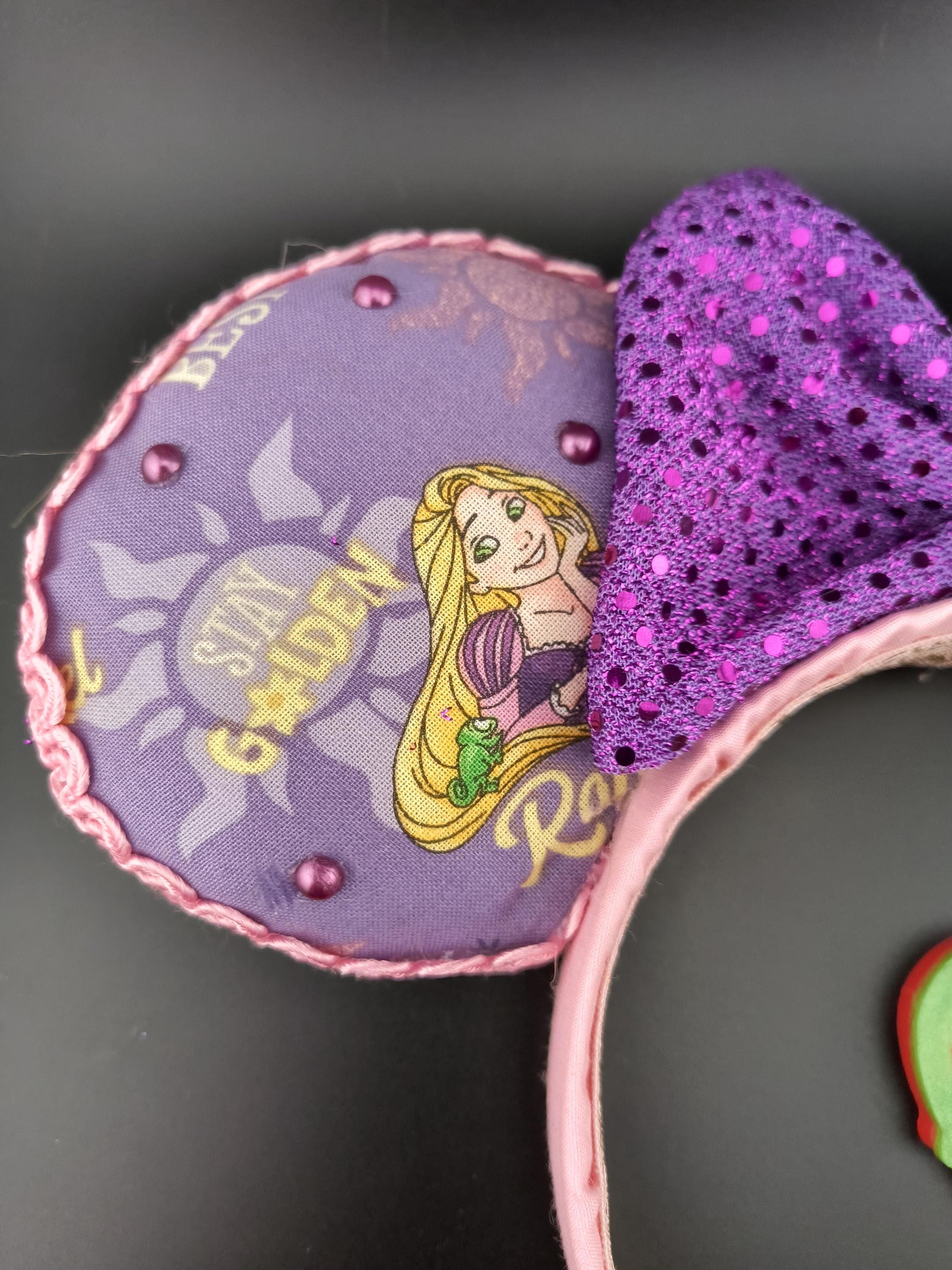 ShinySkyRainbows Disney Mickey Rapunzel Tangled Pie Ear Headband Tangled Rapunzel Pascal Inspired Mouse Ears Mickey Ears  main image 3
