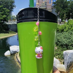 Colgante de Hello Kitty, Charm de pajita de Kitty, Charm de pajita elegante, Charm de pajita normal, Charm de pajita mini de Kitty, Charm de pajita para café