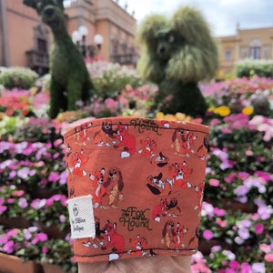 Fox and the Hound Coffee Cozy, Lady and the Tramp Coffee Cozy, Magic Kingdom Drink Cozy, Disneyland Drink Cozy, Dog Lovers Coffee Cozy