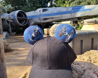 Star Wars Ships Baseball Hat Mickey Ears, Millennium Falcon Mickey Ears, Galaxy's Edge Mickey Ears, Batuu Mouse Ears, Disneyland Mouse Ears