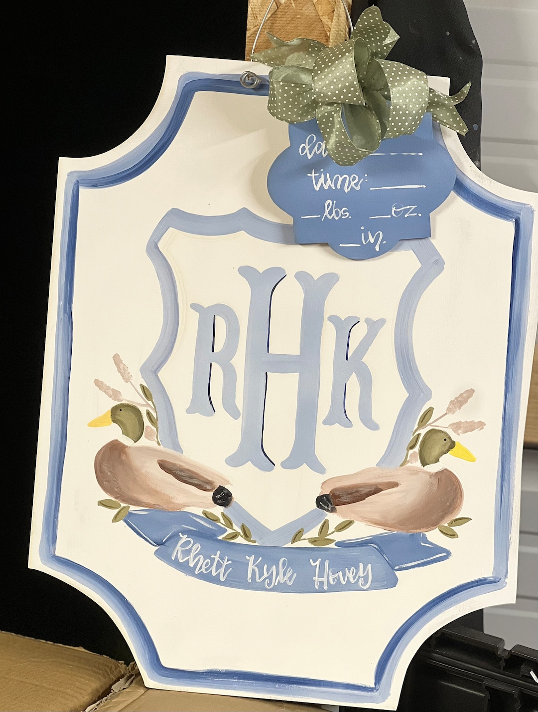 Baby Boy Announcement Door Hanger, Duck Hunting Baby Hanger, Ducks