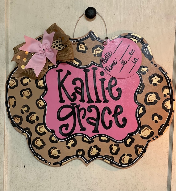 Cheetah Print Baby Girl Nursery Doorhanger Etsy
