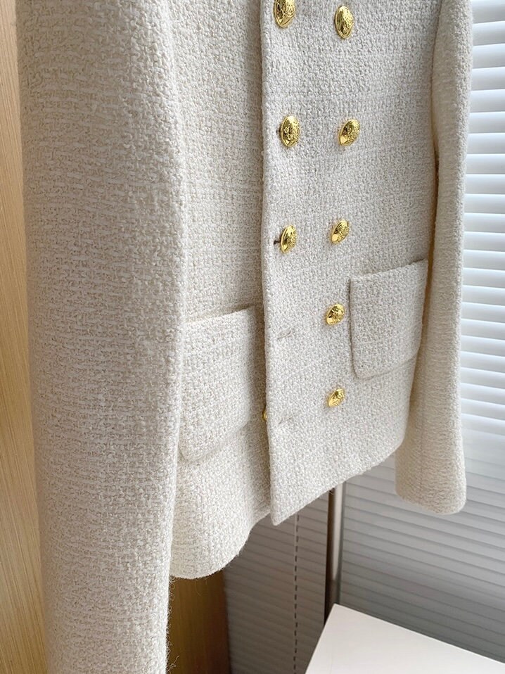 Elegant White Tweed Jacket Blazer Short Coat White - Etsy UK