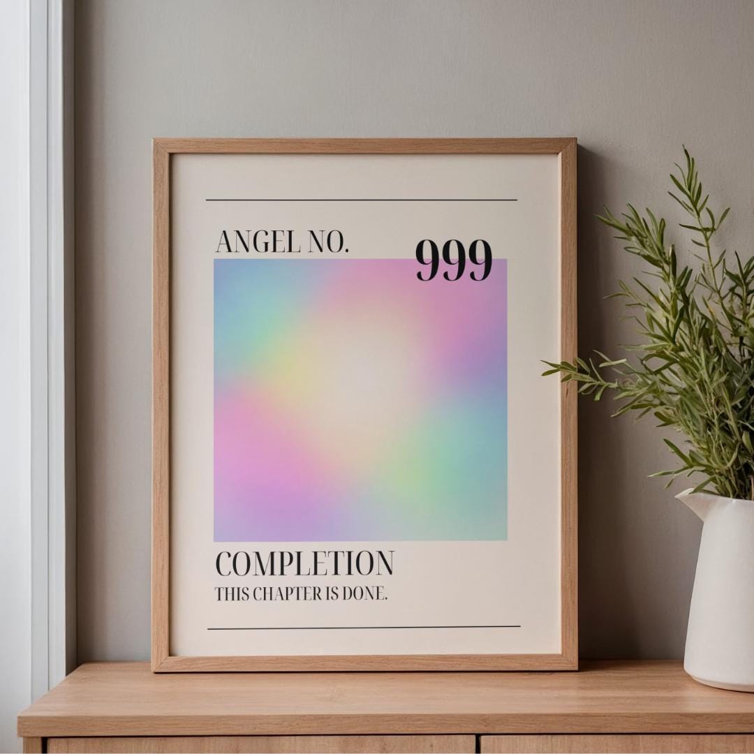 Angel Number 999 | Printable Wall Art | Completion Quote | Minimalist ...