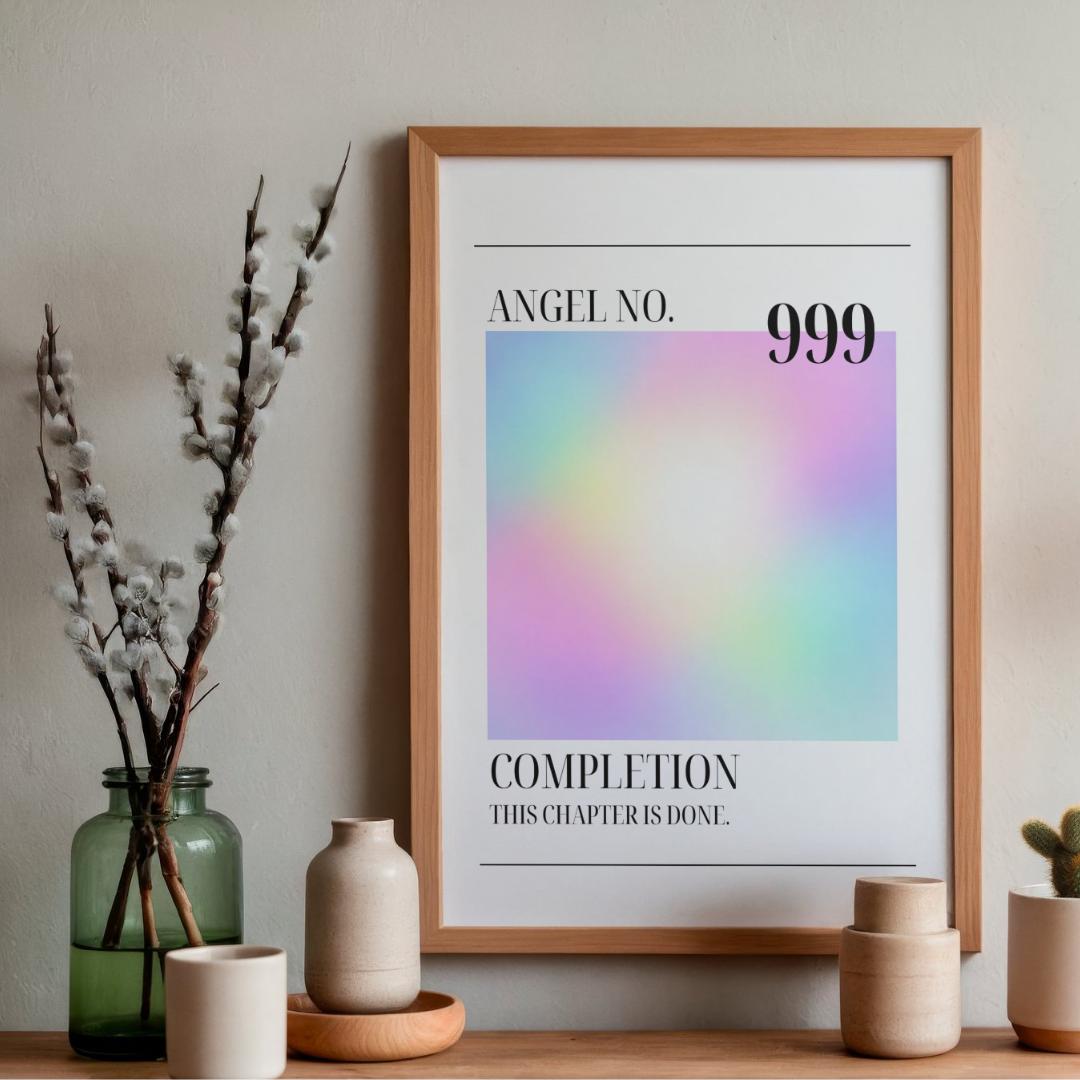 Angel Number 999 | Printable Wall Art | Completion Quote | Minimalist ...
