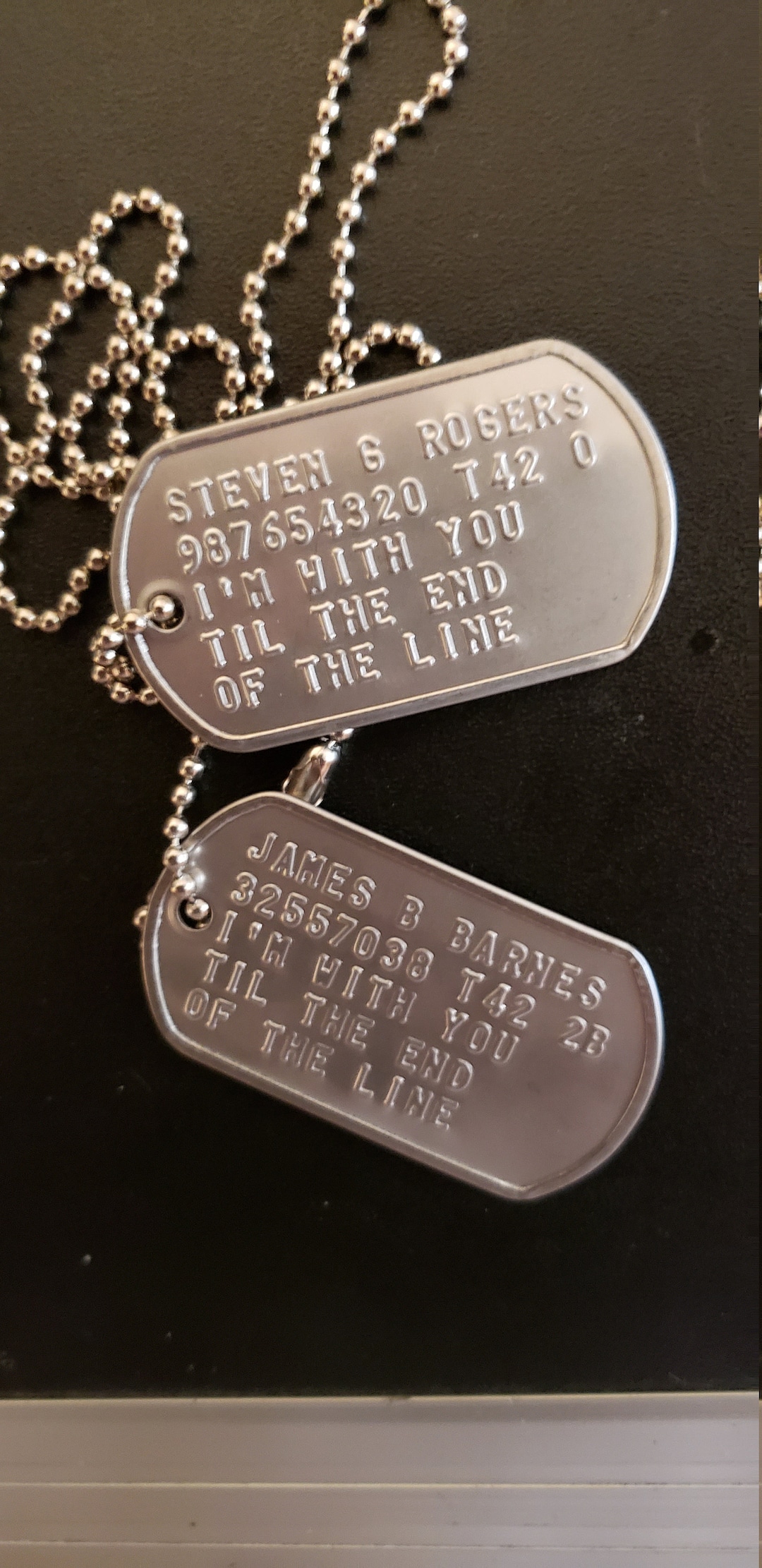Bucky Barnes Dog Tag Stephen Rogers Dog Tag WWII Style 