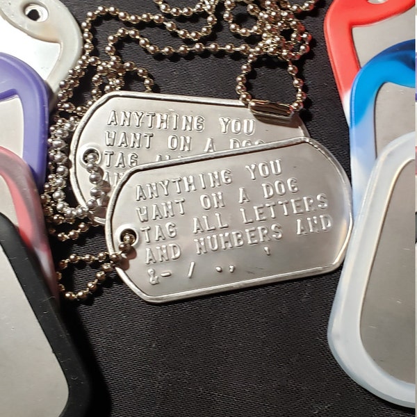 Two Military Dog Tags with chain with optional silencer, many options