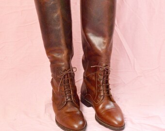 tall brown lace up boots