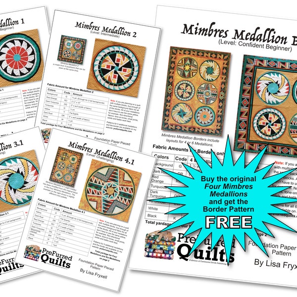 Mimbres Medallions (four blocks,  borders for four or six block quilt)