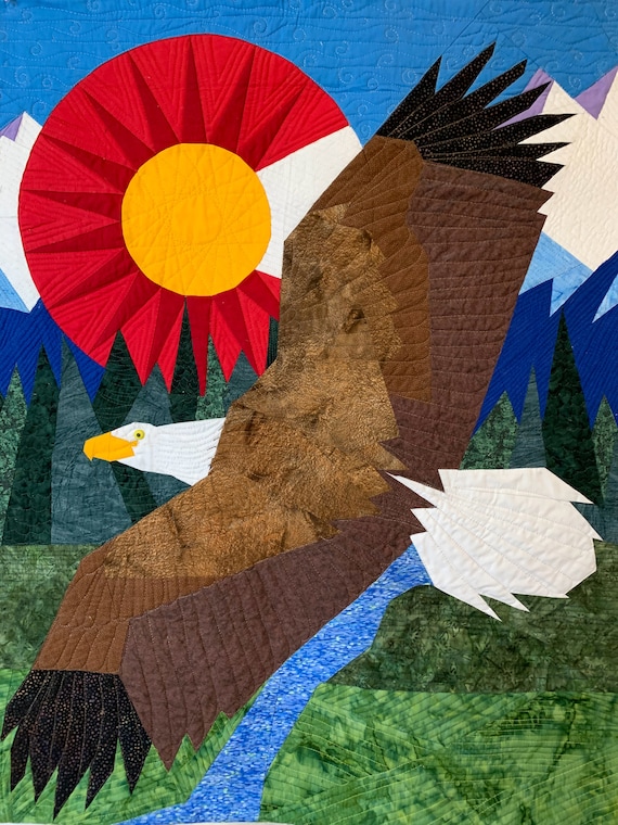 Eagle Mountains Panel Quilt ePattern, 5068-1e, digital pattern, eagle panel  quilt pattern, man quilt, Hoffman Call of the Wild Eagles