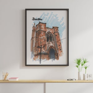 Nikosia print. Nikosia wall art. Cyprus markers painting. Print cyprus sketch. Nikosia illustration. Cyprus artwork. Nikosia city