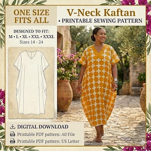 V-ringad kaftan PDF-sömnadsmönster