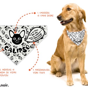 Personalized collar, Bandana type for dogs, young and old - "Cute face" model