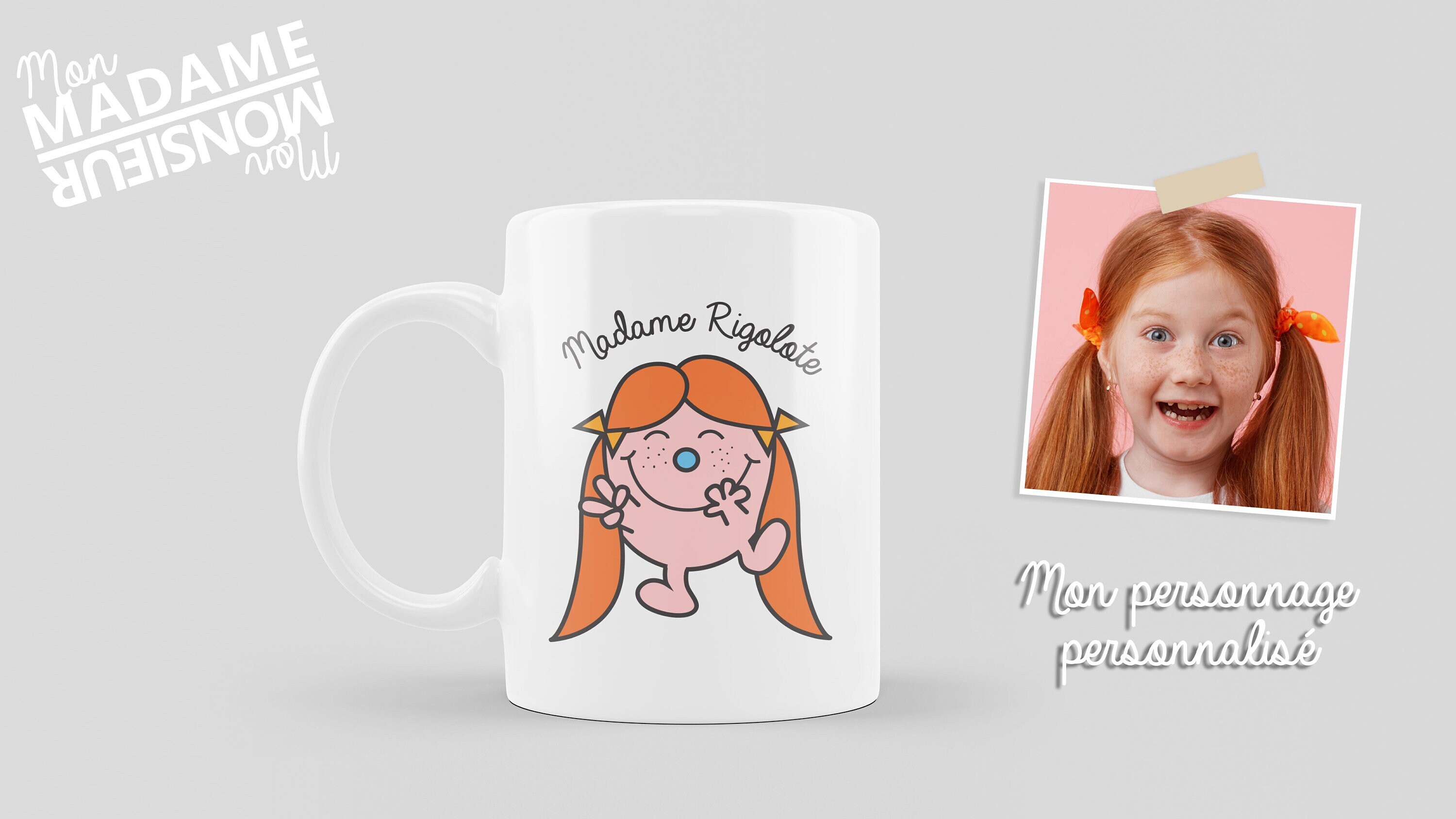 Mug Personnalisé Madame Monsieur Pour Enfant, Personnage Réalisé à Partir d'une Photo.