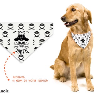 Personalized collar, Bandana type for dogs, young and old - Model "Pirate"