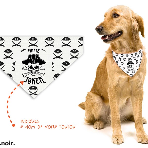 Collier personnalisé, type Bandana pour chiens, petits et grands - Modèle "Pirate"