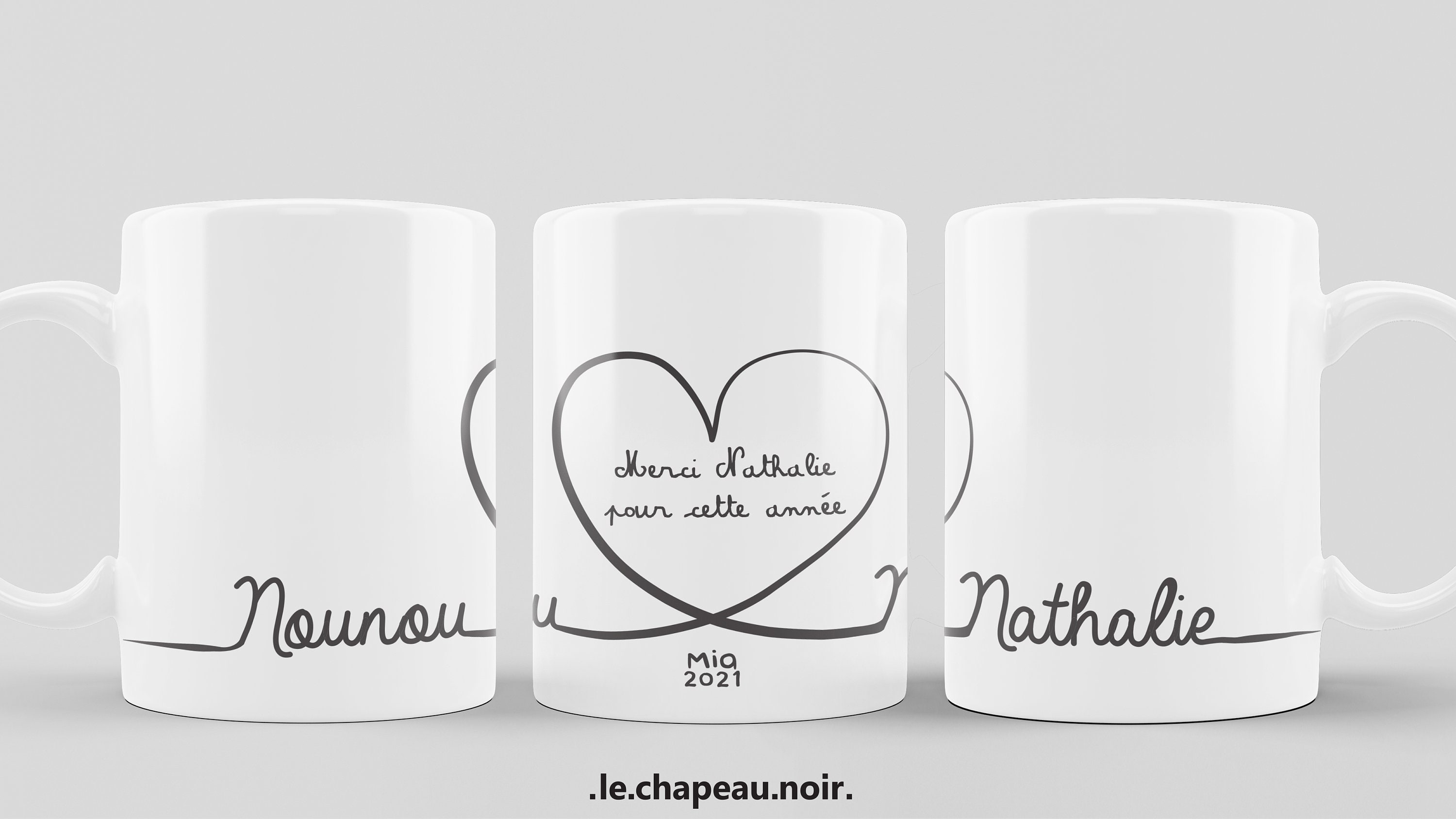 Spécial Fin d'année Scolaire. Cadeau Pour Nounou . Mug Personnalisé «Au Fil Du Cœur