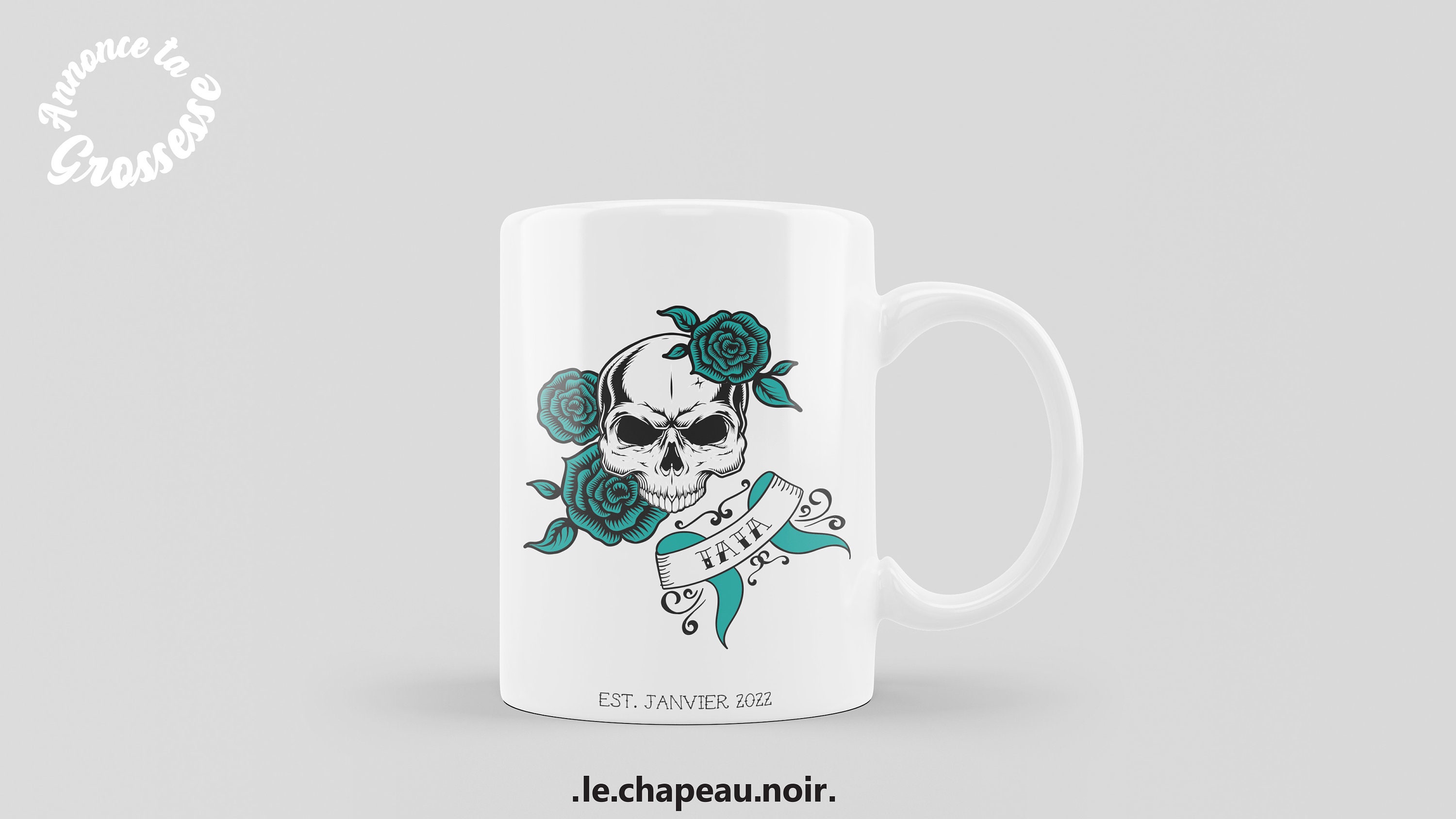 Mug Personnalisé Skull Tattoo- Annonce de Grossesse Pour Tata et Tonton - Une Annonce Unique Origina