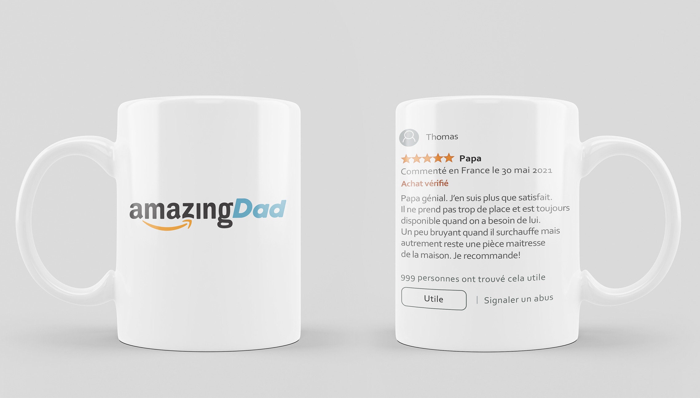 Mug Personnalisé . Avis/Evaluation Amazon de Papa .