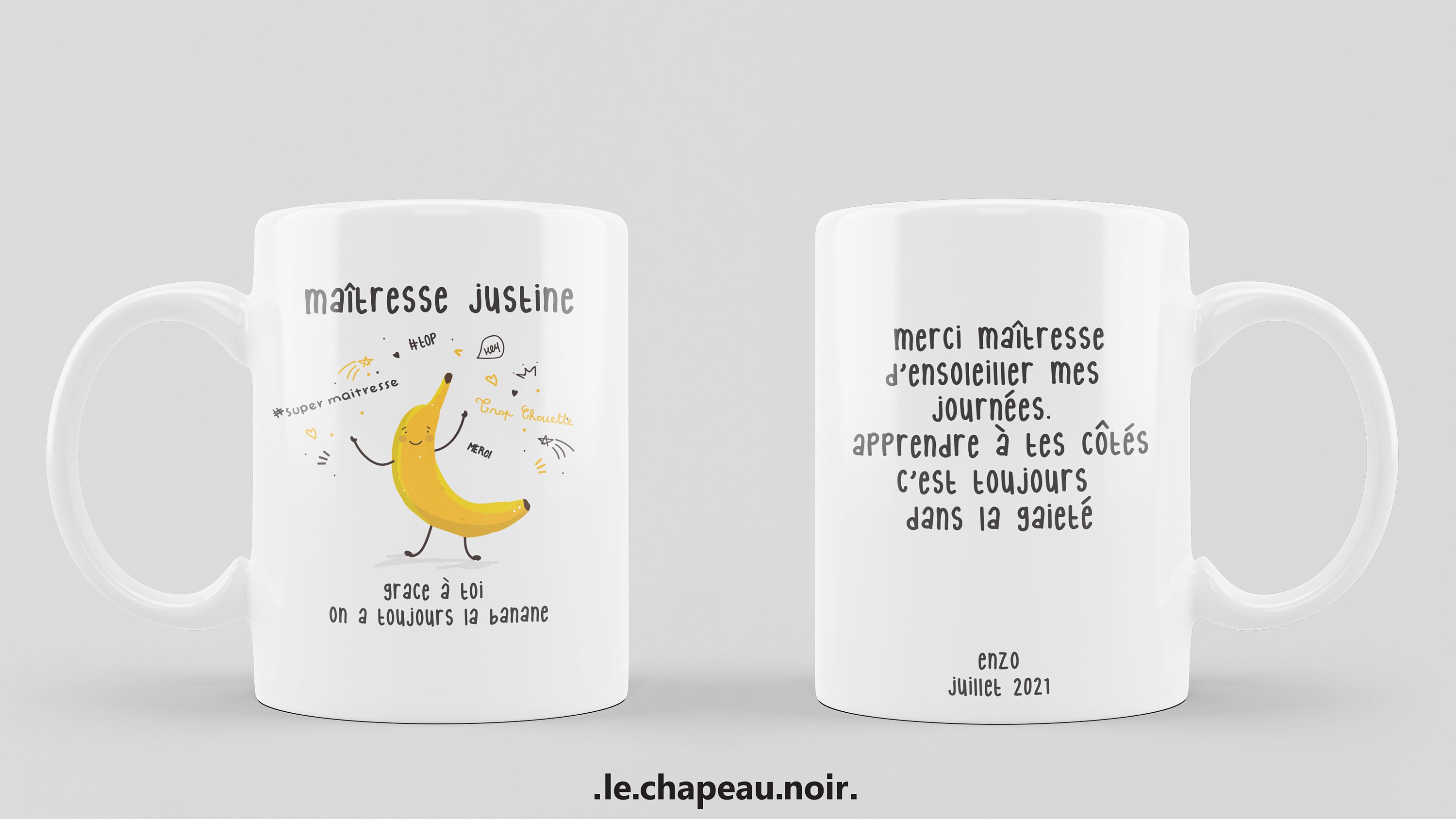 Spécial Fin d'année Scolaire. Cadeau Pour Maîtres et Maîtresses d'école . Mug Personnalisé La Banane