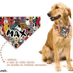 Personalized collar, Bandana type for dogs, young and old - Model "Happy dog"